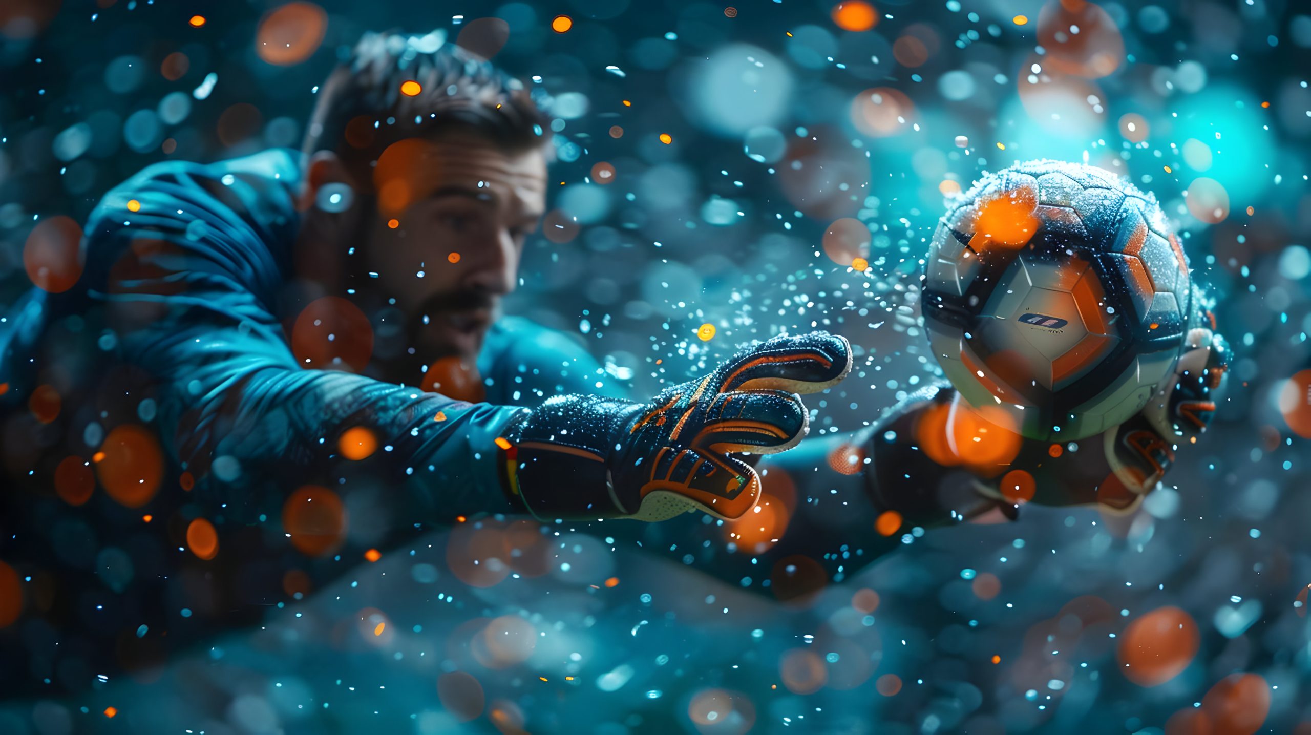 Soccer Goalkeeper with Catching Motion, Realistic Image
